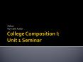 College Composition I: Unit 1 Seminar PowerPoint PPT Presentation