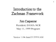 Introduction to the Zachman Framework