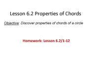Lesson 6.2 Properties of Chords