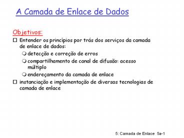 A Camada de Enlace de Dados
