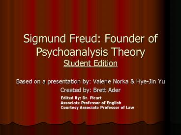 Sigmund Freud: Founder of Psychoanalysis Theory Student Edition