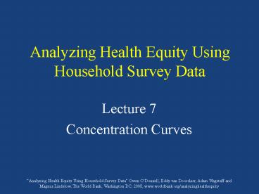 Analyzing Health Equity Using Household Survey Data