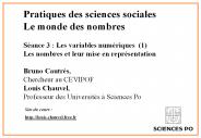 Pratiques des sciences sociales Le monde des nombres S