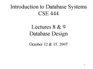 Introduction to Database Systems CSE 444 Lectures 8