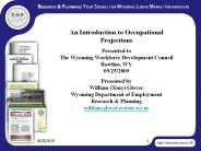 An Introduction to Occupational Projections