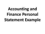 Accounting and Finance Personal Statement Example