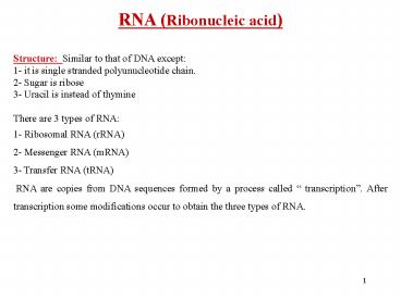 RNA (Ribonucleic acid)