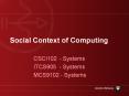 Social Context of Computing PowerPoint PPT Presentation