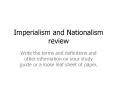 Imperialism and Nationalism review PowerPoint PPT Presentation