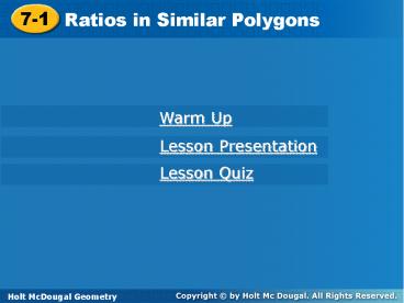 Ratios in Similar Polygons