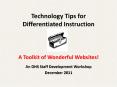 Technology Tips for Differentiated Instruction  A Toolkit of Wonderful Websites! PowerPoint PPT Presentation