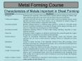 Metal Forming Course PowerPoint PPT Presentation