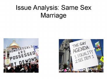 Issue Analysis: Same Sex Marriage