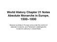 World History Chapter 21 Notes Absolute Monarchs in Europe, 1500 PowerPoint PPT Presentation