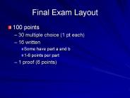 Final Exam Layout