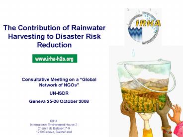 The Contribution of Rainwater Harvesting to Disaster Risk Reduction