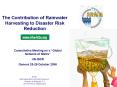 The Contribution of Rainwater Harvesting to Disaster Risk Reduction PowerPoint PPT Presentation