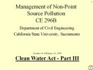 Management of Non-Point Source Pollution CE 296B