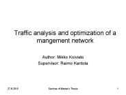 Traffic analysis and optimization of a mangement network