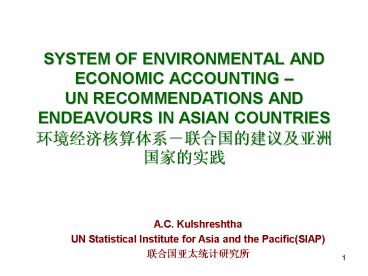 SYSTEM OF ENVIRONMENTAL AND ECONOMIC ACCOUNTING 