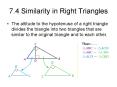 7.4 Similarity in Right Triangles PowerPoint PPT Presentation