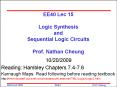 EE40 Lec 15 Logic Synthesis and Sequential Logic Circuits  Prof. Nathan Cheung PowerPoint PPT Presentation