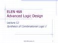 ELEN 468 Advanced Logic Design PowerPoint PPT Presentation