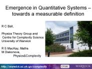 Emergence in Quantitative Systems 