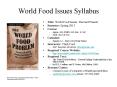 World Food Issues Syllabus PowerPoint PPT Presentation