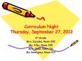 Curriculum Night Thursday, September 27, 2012 PowerPoint PPT Presentation