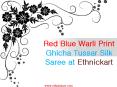 Ethnickart - Red Blue Warli Print Ghicha Tussar Silk Saree PowerPoint PPT Presentation