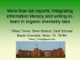 More than lab reports: Integrating information literacy and writing-to-learn in organic chemistry labs PowerPoint PPT Presentation