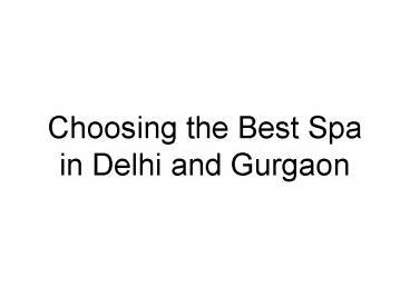 Best Spa in Delhi and Gurgaon