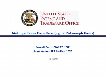 Making a Prima Facie Case (e.g. In Polymorph Cases)