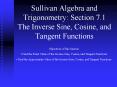 Sullivan Algebra and Trigonometry: Section 7.1 The Inverse Sine, Cosine, and Tangent Functions PowerPoint PPT Presentation