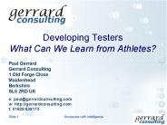 Developing Testers What Can We Learn from Athletes?