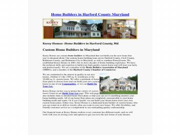 Home Builders in Harford County Maryland