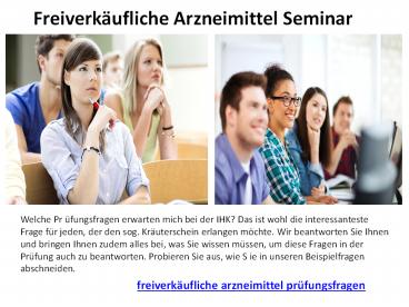 Freiverkäufliche Arzneimittel Prüfungsfragen