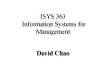 ISYS 363  Information Systems for Management PowerPoint PPT Presentation