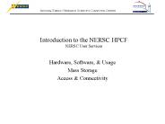 Introduction to the NERSC HPCF NERSC User Services