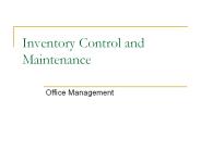 Inventory Control and Maintenance