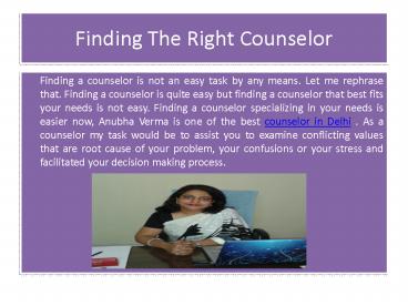 Finding The Right Counselor