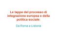 Le tappe del processo di integrazione europea e della politica sociale: PowerPoint PPT Presentation