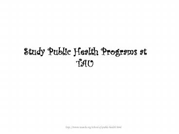 Study Public Health Programs at TAU