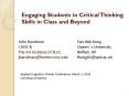 Engaging Students in Critical Thinking Skills in Class and Beyond PowerPoint PPT Presentation