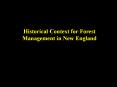 Historical Context for Forest Management in New England PowerPoint PPT Presentation