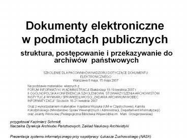 Dokumenty elektroniczne w podmiotach publicznych