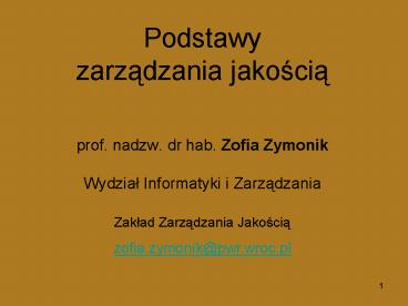 Podstawy zarzadzania jakoscia