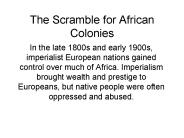 The Scramble for African Colonies