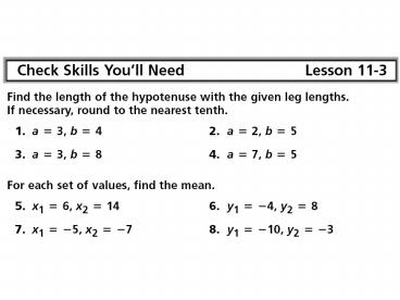 11-3 The Distance and Midpoint Formulas